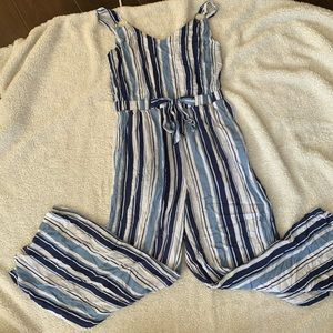Blue and white jumpsuit